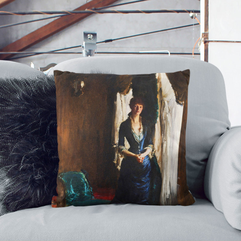 Madame Paul Escudier Square Throw Cushion, Black, 40cm H x 40cm W x 15cm D