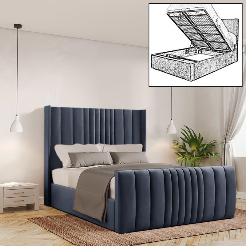Bastin Upholstered Ottoman Storage Bed, Single (3'), Charcoal