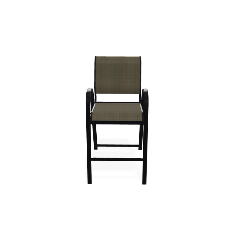 Tabouret de bar Holna, Noir texturé, Tweed Sunbrella® brun