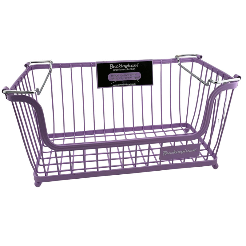 Buckingham Multi-Purpose Stackable Storage Organising Basket, 16cm H x 17cm W x 31.5cm D, Purple