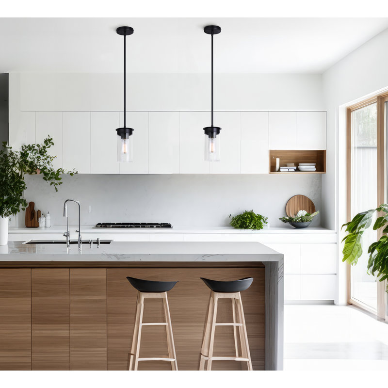 Benson 1 Light Black Pendant, Matte Black