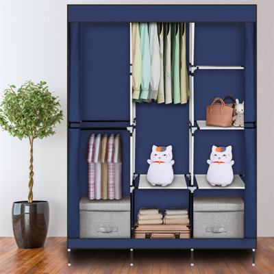 Organisateur de garde-robe de garde-robe portatif 71 "avec tablette bleu