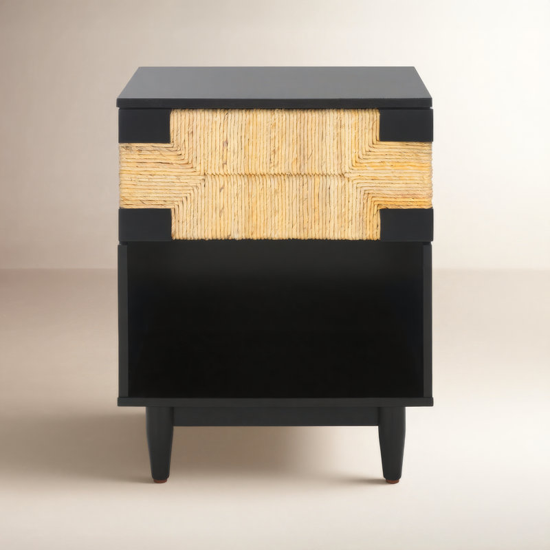 Aleja Banana Stem 1 Drawer 20" Nightstand, Black
