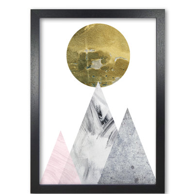 Pink And Grey Mountains Abstract - Print