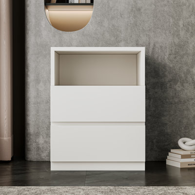 26.2" H Modern White Drawers Cabinet Sideboard Freestanding Storage Cabinet, Floor Cabinet Nightstands with 2 Drawers for Living Room, Bed Room