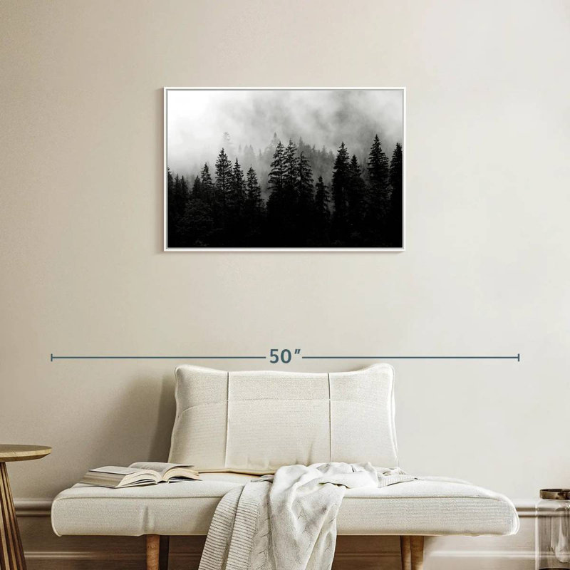 Silhouette matin brumeux, Cadre flottant blanc, 31 po x 21 po