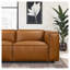 Canapé d'angle Findlay Mid-Century en cuir végétalien cognac