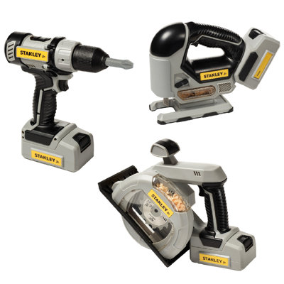 Stanley Jr. Pretend Power Tools Set For Kids – Drill, Circular Saw & Jigsaw Toy Set Ages 3+, Batteries Included.