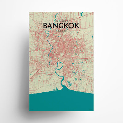 Bangkok City Map In Tricolour - No Frame Print