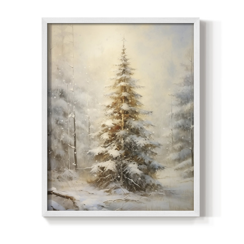 «Christmas Holiday Art», reproduction encadrée en bois massif, H 15 po x l 12 po, Blanc