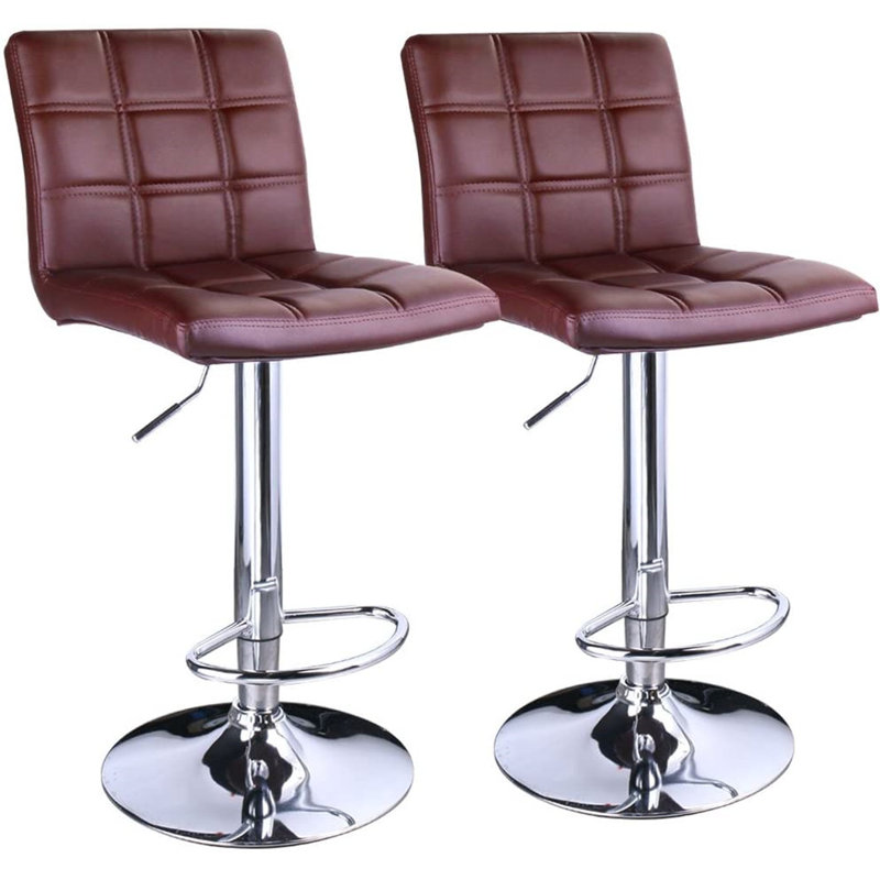 Ludly 32.5" Adjustable Spin Bar Stool, Brown