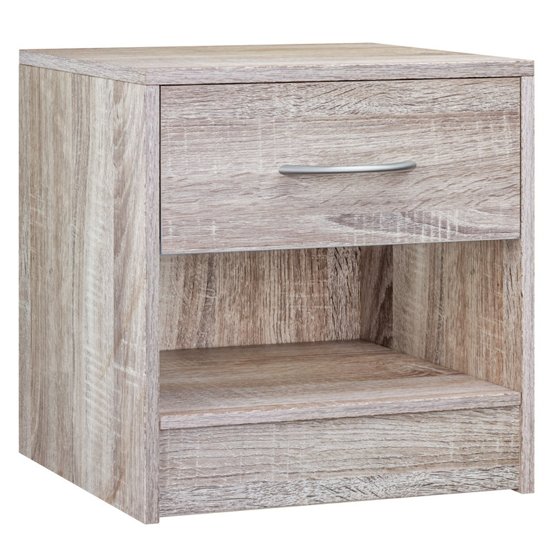Ahmare 39cm W MDF/particle Board Bedside Table, Oak