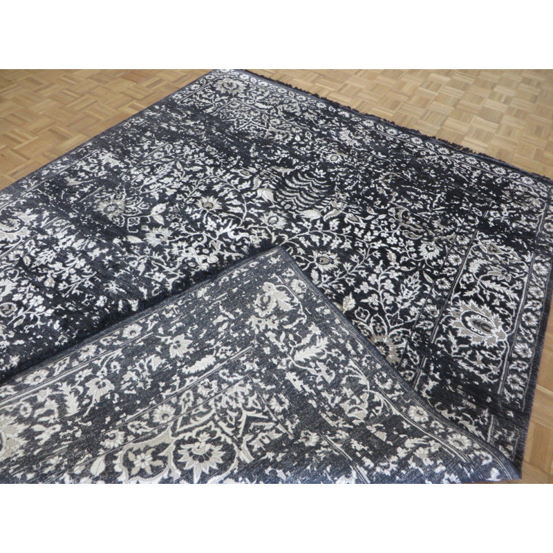 Tapis zone rectangulaire 7 pi 11 po x 9 pi 10 po one-of-kind-noué la black Dowling