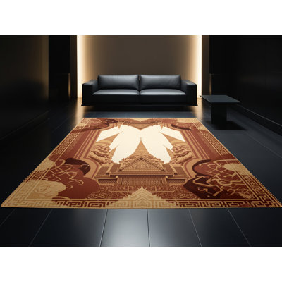 Machine Washable Paublo Bangkok Grand Palace Global Inspired Oriental Rug in Brown – LightBrown Binding