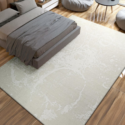 Tapis ivoire et blanc noué à la main de haute qualité