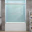 Porte de baignoire coulissante double avec cadre en alcôve avec verre trempé de 56 à 60 po x H 58 po-103621398
