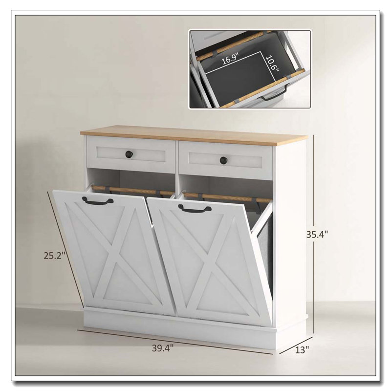 Armoire pour panier à linge inclinable avec paniers amovibles