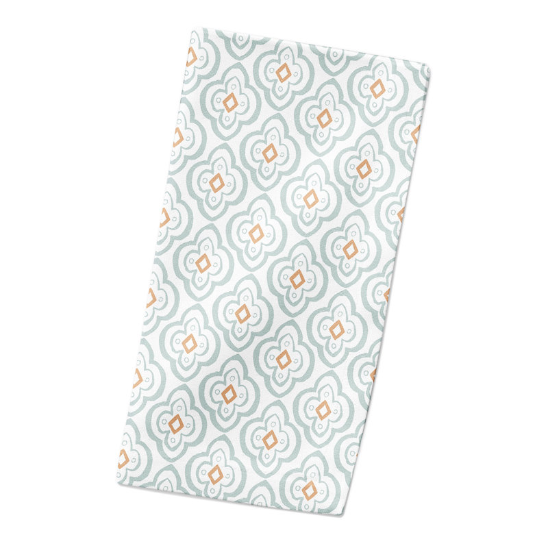 Eliah Cotton Geometric Square Napkin, Light Blue