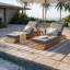 Chaises longues de patio réglables, fauteuil inclinable moderne en bois d'acacia pour piscine