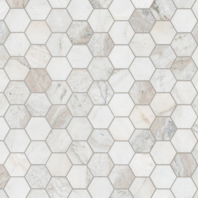 Castella de Blanc Hexagon 10 in. x 13 in. Honed Marble Mosaic Floor and Wall Tile
