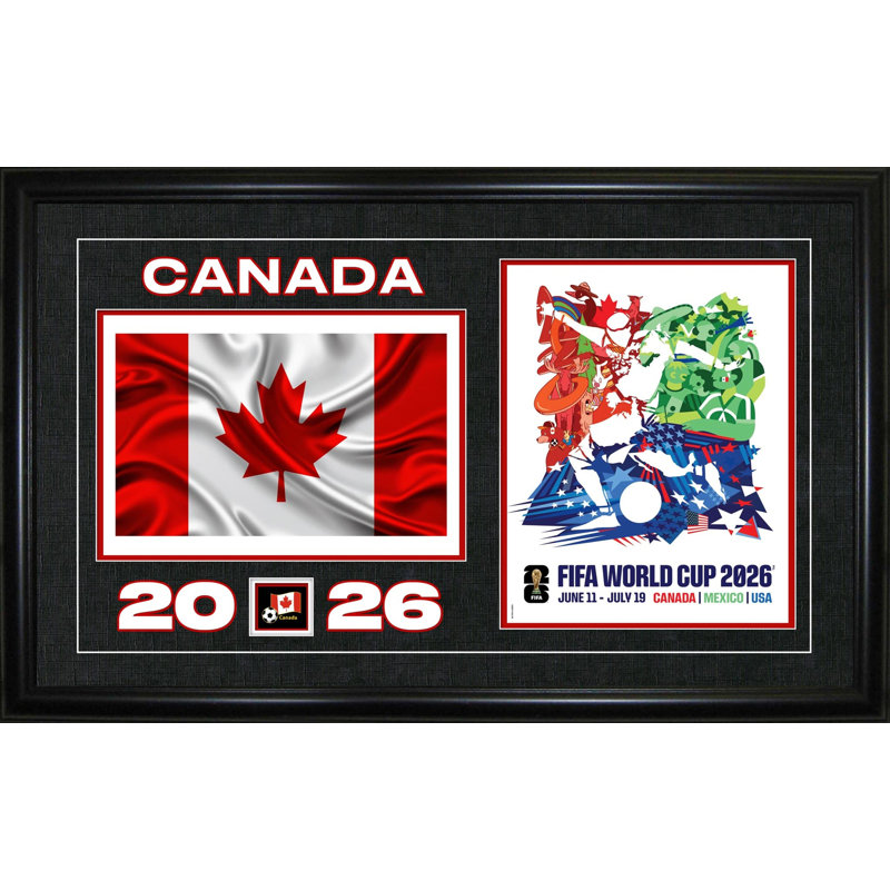Équipe 15 x 24 cadre 2026 sous licence officielle de la Coupe du Monde de la Fifa avec art mural encadré 15 x 24 