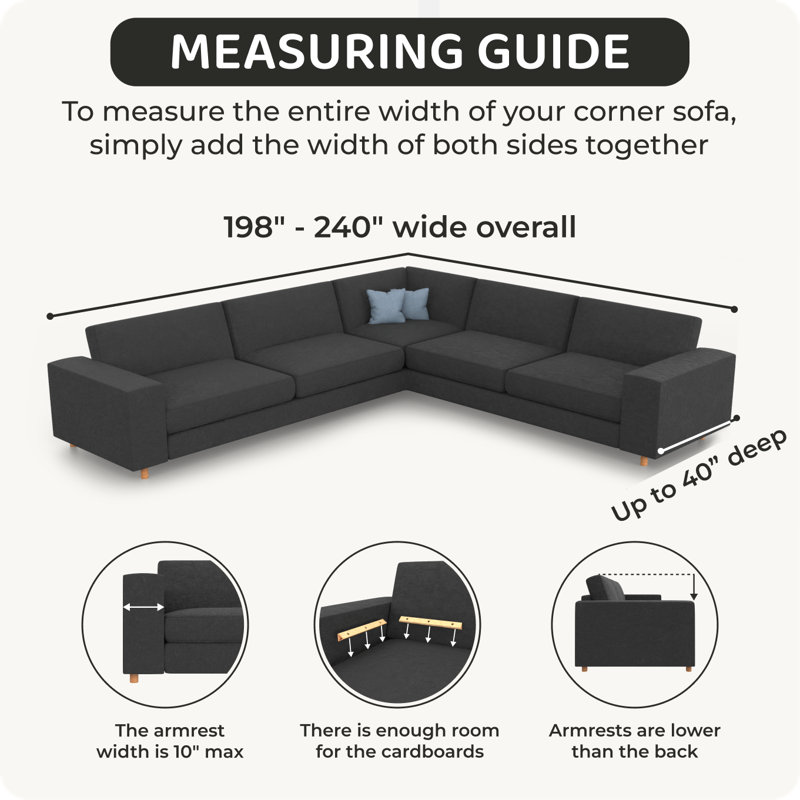 Stretchy Slipcover For Extra Large Corner Sectional Couch Cover - Easy To Clean & Durable - Comfort Collection, Light Gray 