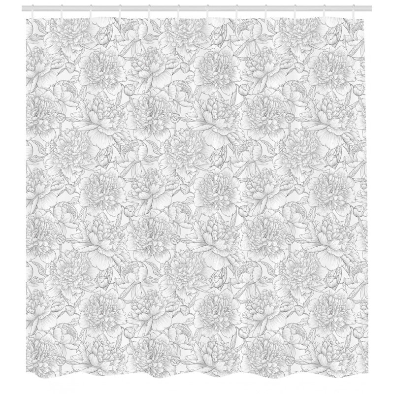 Floral Shower Curtain with Hooks Included, 75" H x 69" W