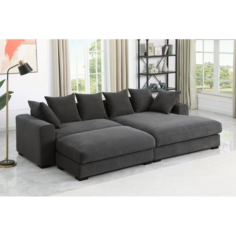 Canapé modulaire rembourré 4 pièces Duke, Gris foncé