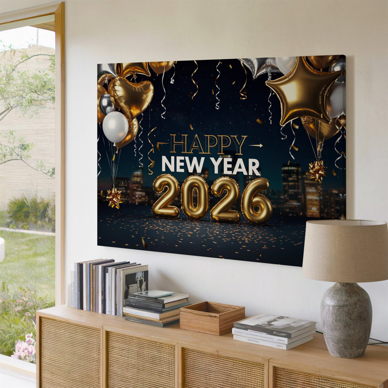 Toile, création d'une scène de célébration du Nouvel An festif avec toile de fond d'une nuit étoilée sombre remplissant le premier plan d'une toile