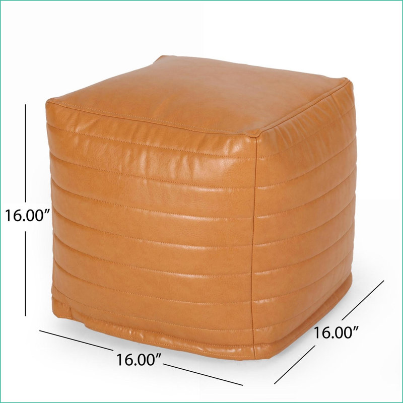 Repose-pieds contemporain en similicuir de 16 po x 16 po x 16 po pour repose-pieds | Similicuir caramel, Tanné