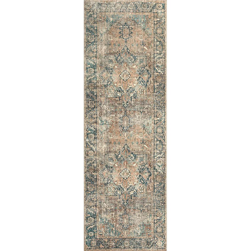 Tapis terre cuite / lagon Loloi Margot Cloudpile, Tapis de couloir 2 pi 6 po x 9 pi 6 po