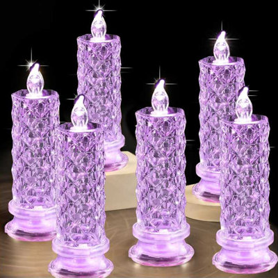6PCS Rose Shadow LED Flameless Candles(Without Base), Outdoor Candle Decoration, Romantic Candles Led Pillar Candles for Valentine's Day Romantic Propose Anniversary Wedding Decorations, Easter Decorations, Saint Patrick's Days Gift