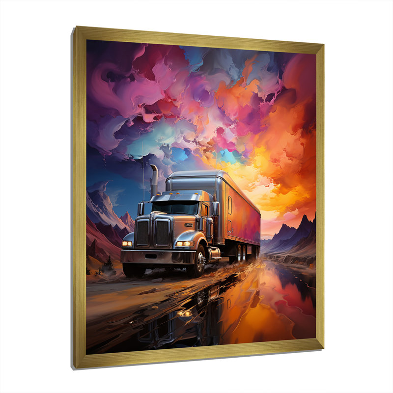 Camion 53 pieds Sublime Paysages I - décoration murale camion, H 40 po x l 30 po x P 1,5 po, Encadrement doré
