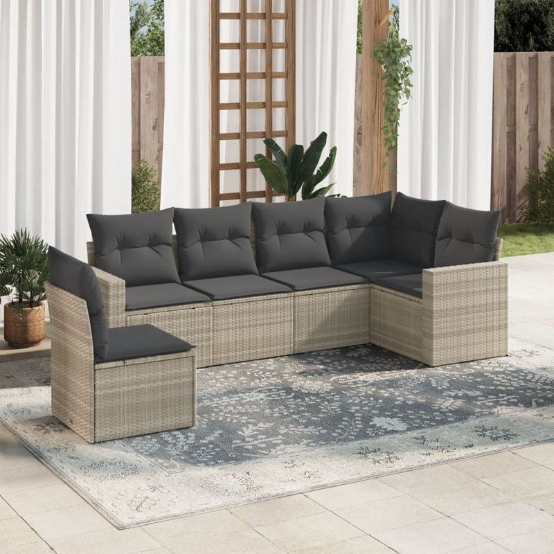  Ensemble de canapé de jardin modulaire PE rotin gris clair