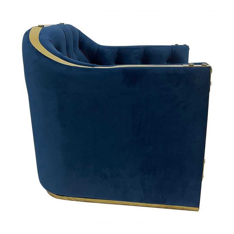 Canapé-lit en velours avec coussin Melange, Bleu marine/doré