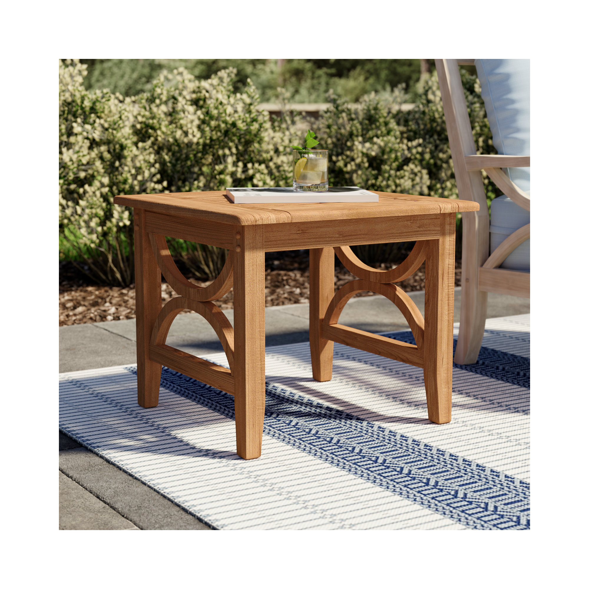 Brunswick Teak Outdoor Side Table, Natural