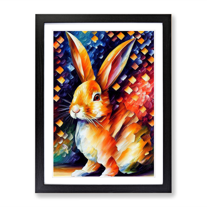 Rabbit - Single Picture Frame Painting, 64cm H x 46cm W x 2cm D, Black