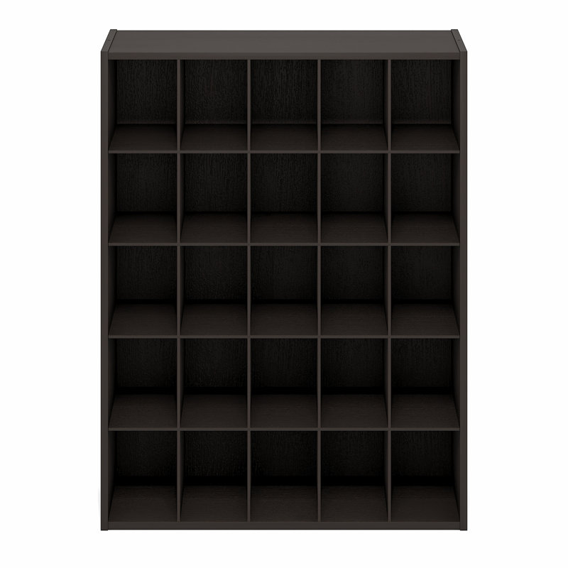 Furinno FANO Shoe Rack, 25-Cube Shoe Organizer, Stackable Shoe Organizer, 11.7 x 24.2 x 31.5, for Closet Entryway, Office, Garage, Black Dark Oak