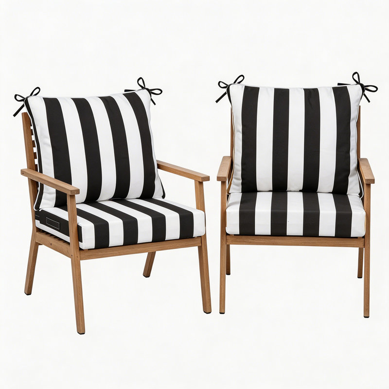 2-pack Outdoor Deep Seat Chair Cushions 24x24 Inch, Waterproof Patio Seat And Back Cushions With Ties, Thick Comfortable Replacement Cushions For Patio Furniture, Indoor/outdoor