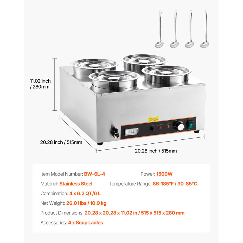 Chauffe-soupe commercial avec 4 * 6,34 pte