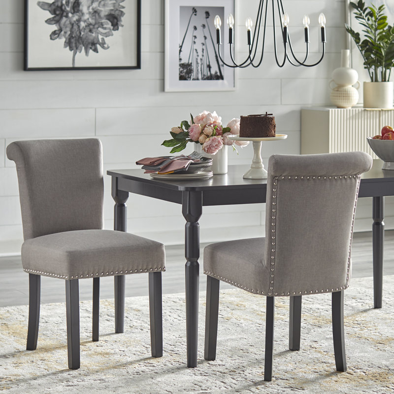 Ozias 18.75'' H Tufted Upholstered Parsons Chair, Gray