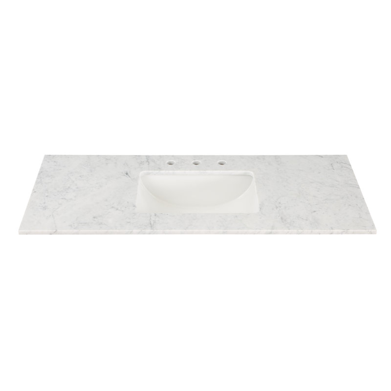 Markham 48'' W Single Vanity, Carara Marble, Midnight Black, Satin Brass
