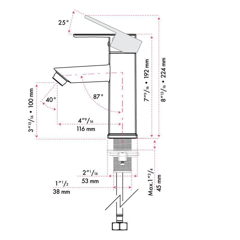 Robinet de salle de bain monotrou Tala