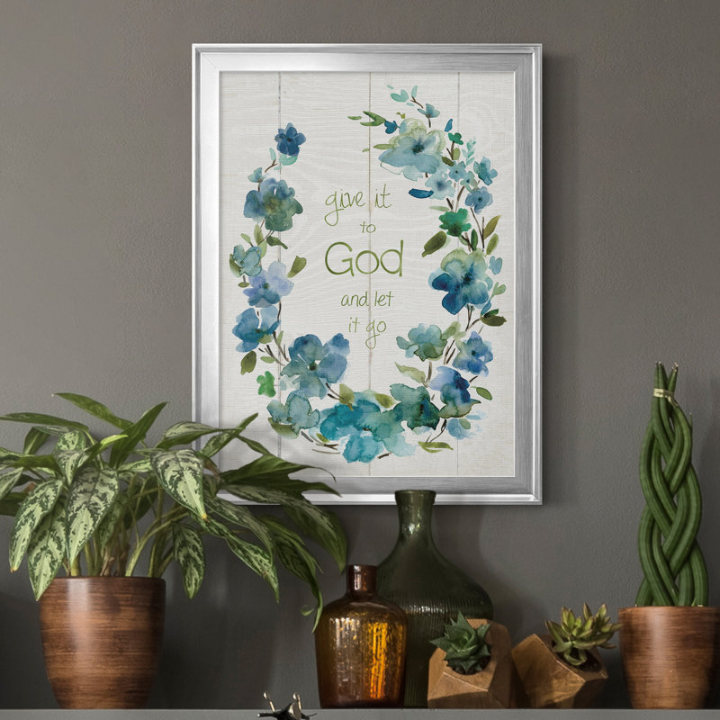 «Offrez-le à Dieu», art textuel sur toile, H 18,5 po x l 24,5 po x P 1,5 po, Argent