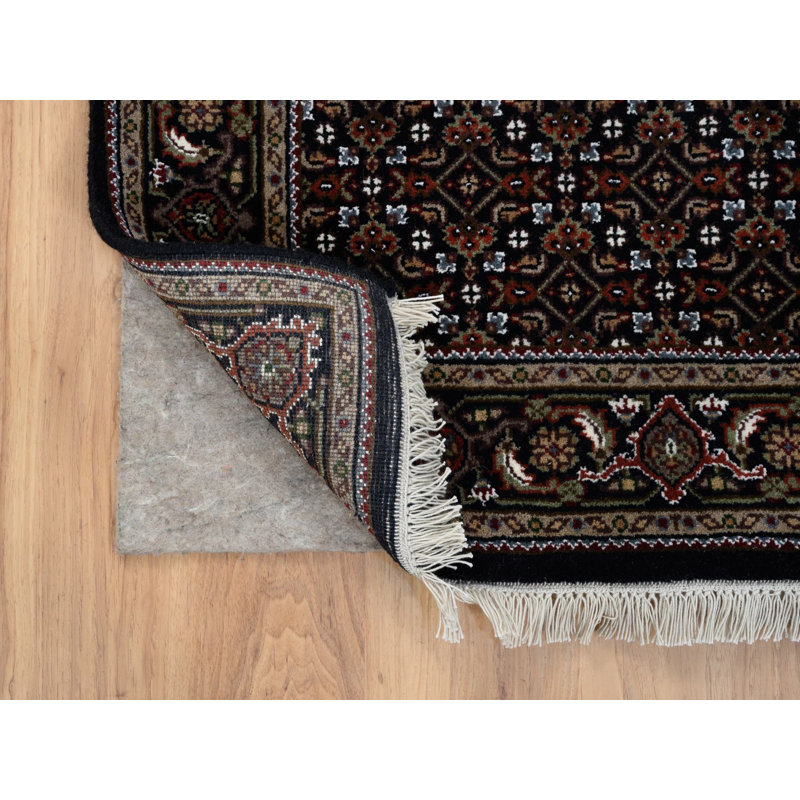 Tapis oriental rectangulaire noir en laine noué à la main 3 pi 0 po x 5 pi 2 po - MOA10264117