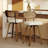 Upholstered Swivel Counter Stool with Walnut Bentwood Frame-1421055074-1421553972