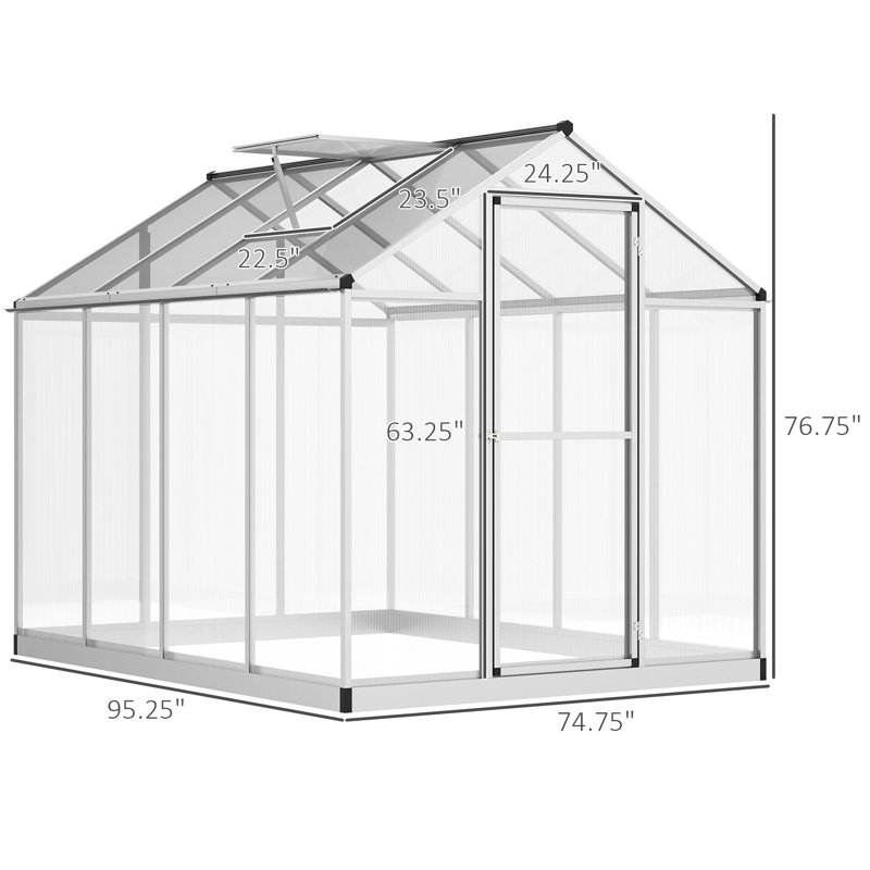 Outsunny 8' x 6' Clear Polycarbonate Walk-In Greenhouse