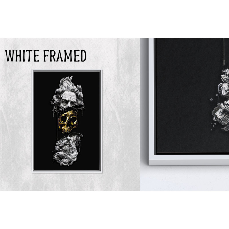 «Golden Skull Poseidon Head», reproduction d'art moderne sur toile encadrée blanche 1P, 114,2 po H x 63,1 po l