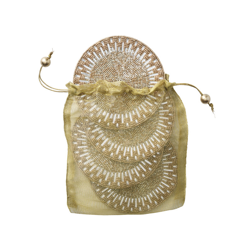 Palisade Coaster Set in a Gift Bag, Gold/Silver