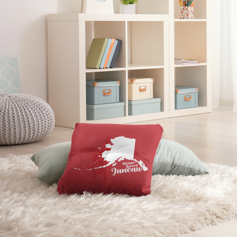 Reversible Throw Pillow, 30" H x 30" W, Juneau/Alaska, Red